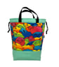 Extra Large canvas drawstring knitting bag with llamas print, many pockets - Image 7