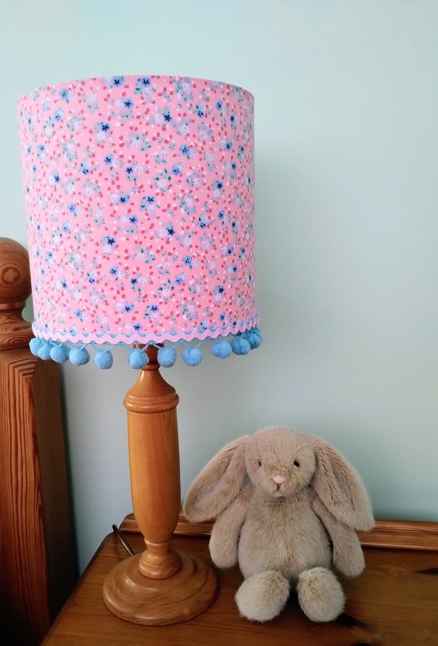 Pink Ditsy Classic Cylindrical Drum Lampshade.