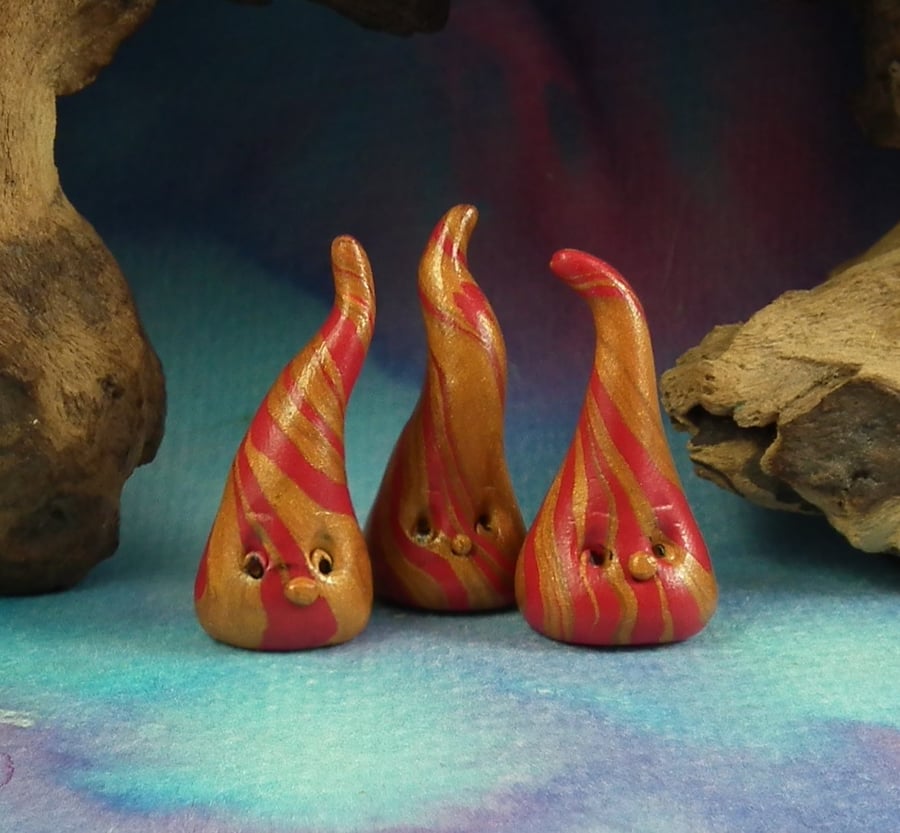 Trio of FireBugs Magic! OOAK Sculpt by artist Ann Galvin