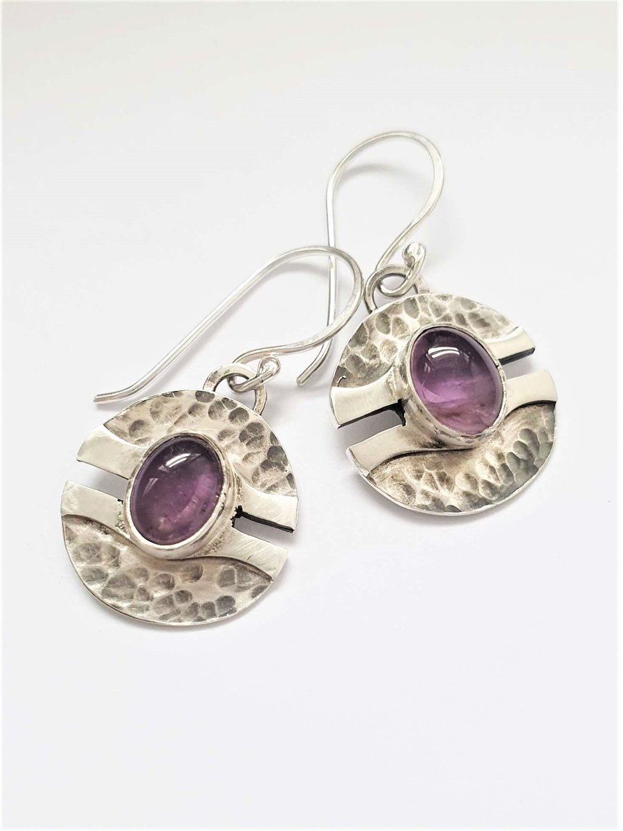 Amethyst drop earrings with recycled sterling silver