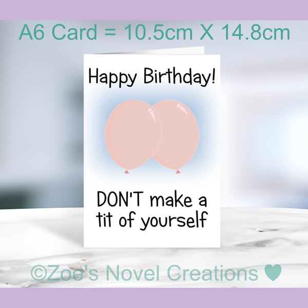 Rude Balloons Birthday Card - Tit A6 10.5cm x 14.8cm
