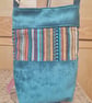 Teal and multi stripe bag