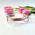 Copper Art Deco Style Cuff Bangle, Adjustable S-L, Gift Boxed