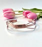 Copper Art Deco Style Cuff Bangle, Adjustable S-L, Gift Boxed