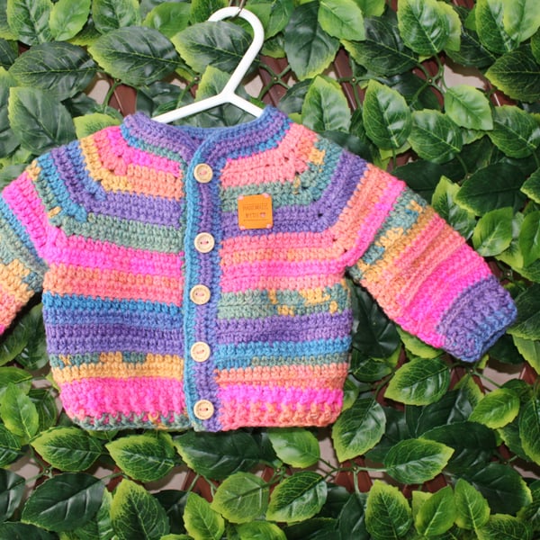 handmade crochet baby cardigan size  0 - 3  months