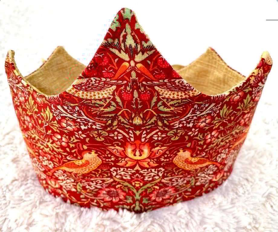 William Morris Christmas Party Crown, Reusable fabric Xmas Cracker Hat