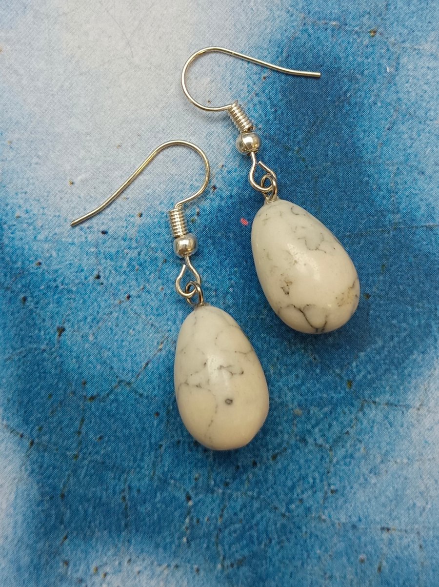 Howlite Semi Precious Stone Earrings