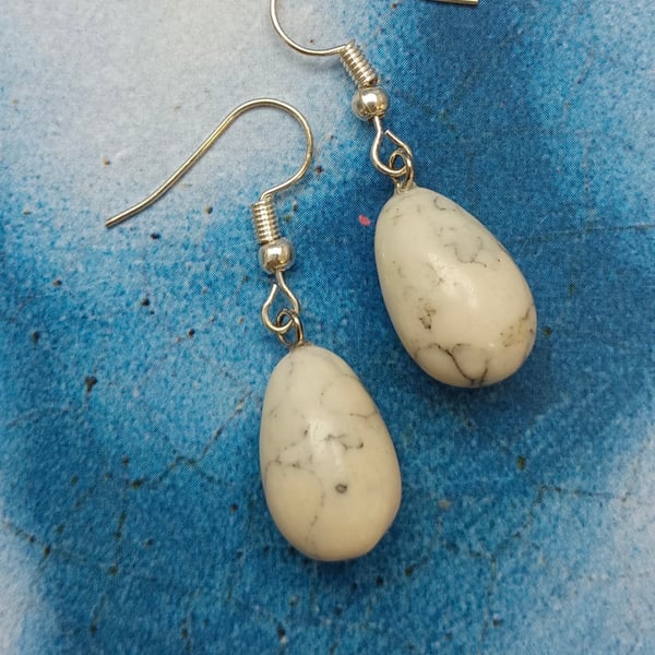 Howlite Semi Precious Stone Earrings
