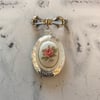 Rose Bud Silver Locket Brooch