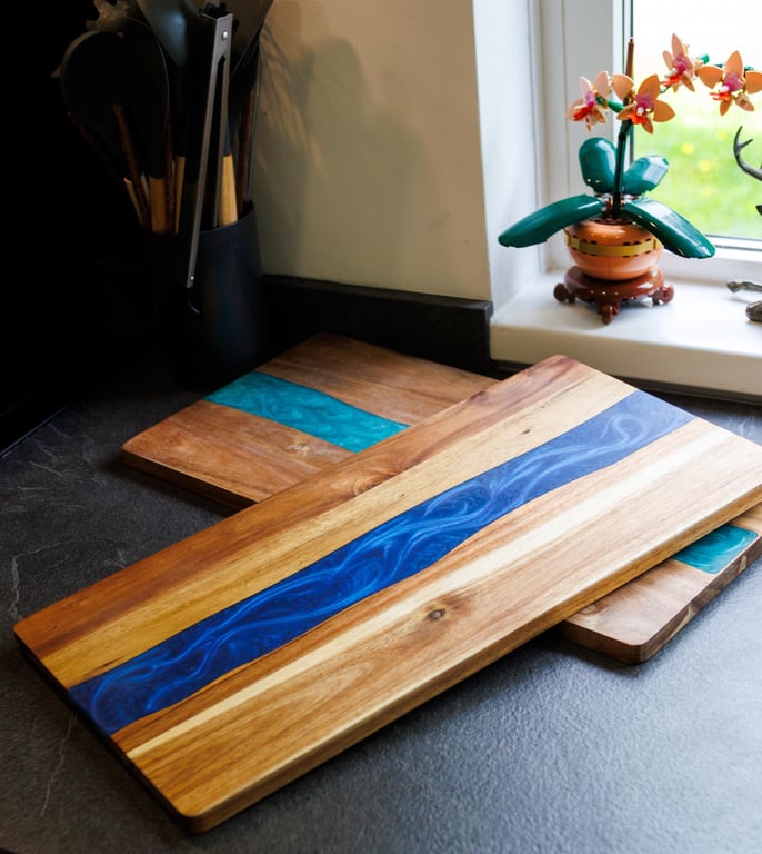 Handmade Scottish Wood Resin Charcuterie Board - Serving Platter Gift 