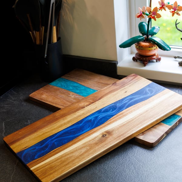 Handmade Scottish Wood Resin Charcuterie Board - Serving Platter Gift 