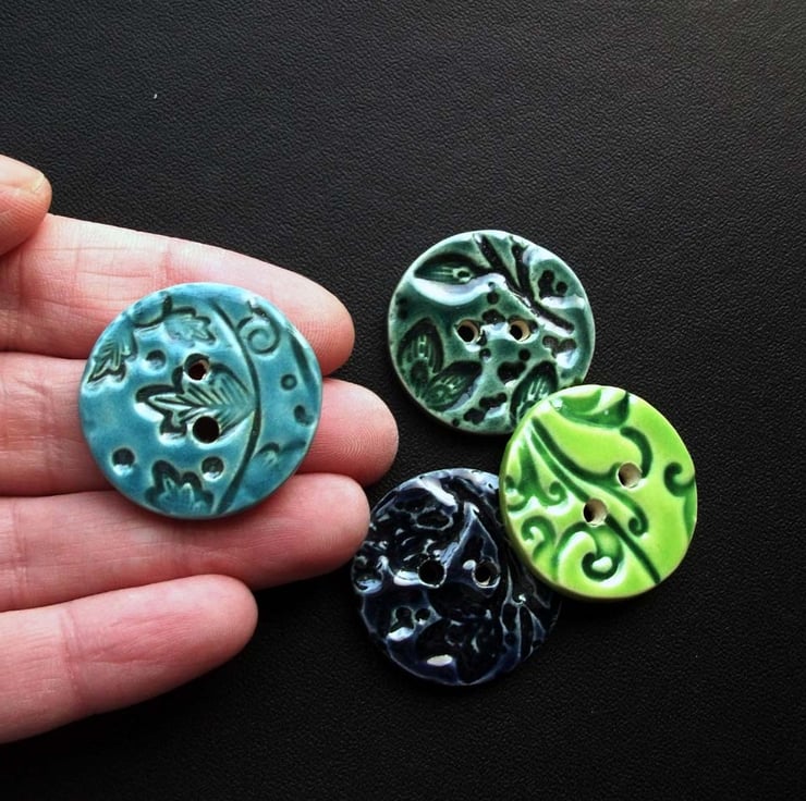 set of four large ceramic buttons - Folksy