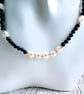 Midnight Blue Daisy Chain Goldstone 14 - 16 Inch Glass Beaded Necklace - Image 2