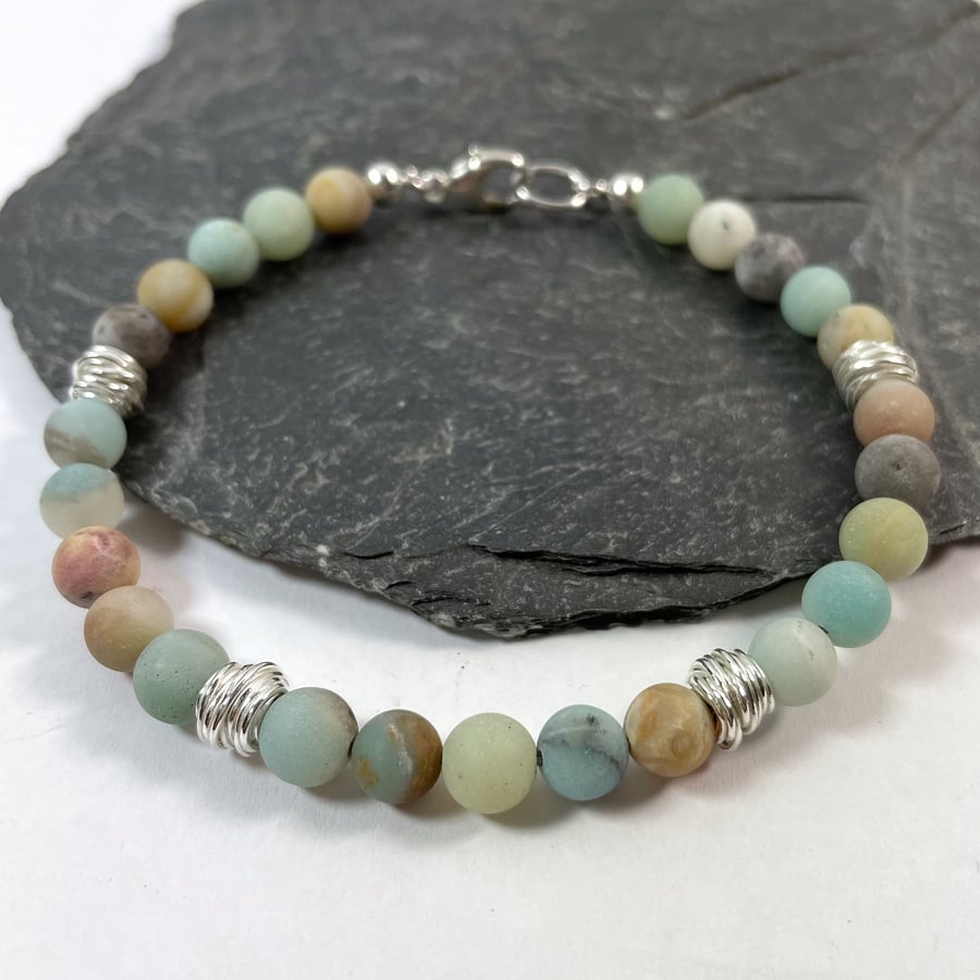 Amazonite and silver bracelet