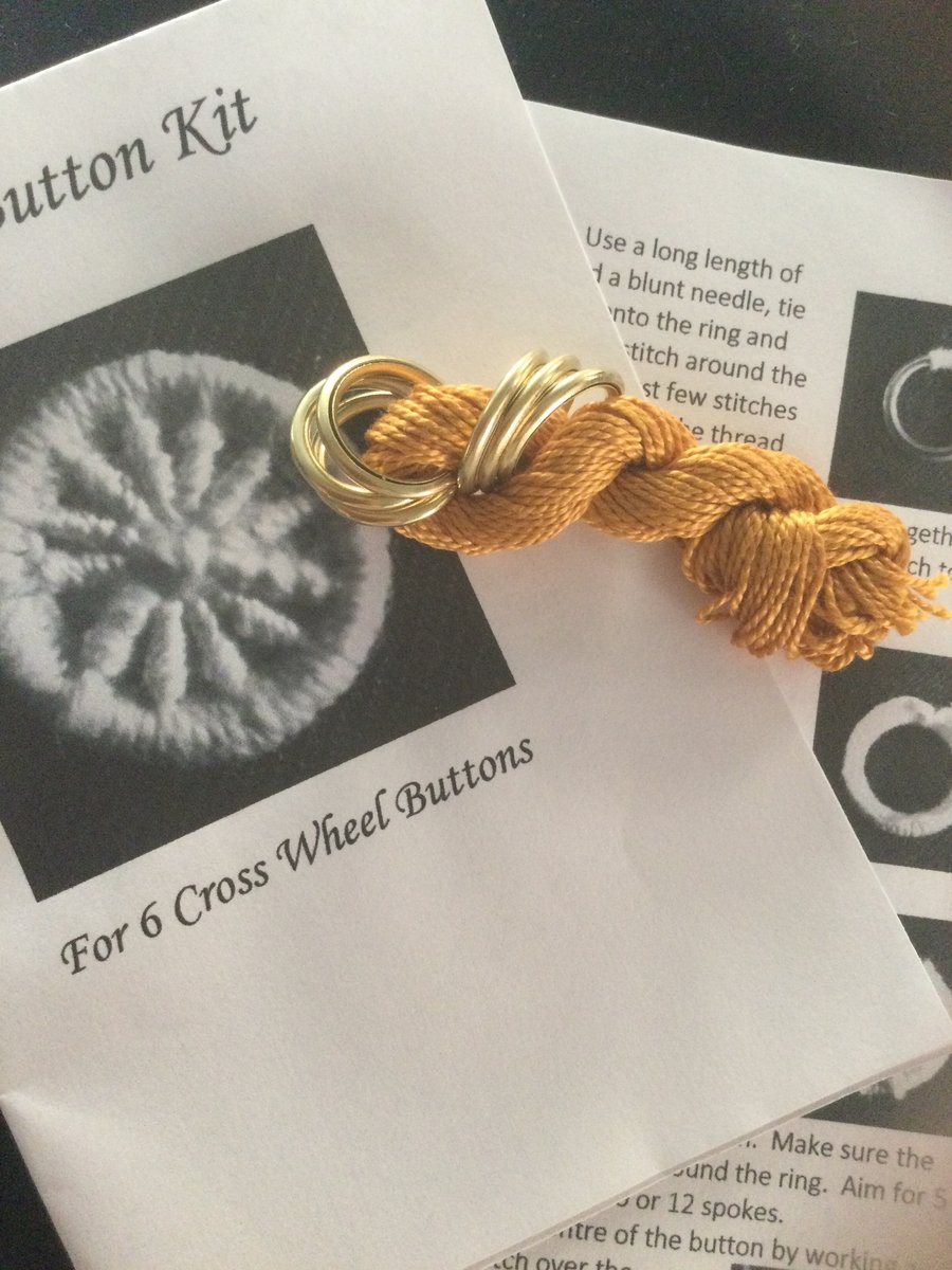 Kit to Make 6 x Dorset Cross Wheel Buttons, Yellow Ochre, K19