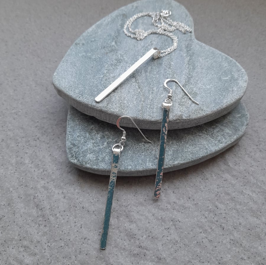 Beautiful Bundles Sterling Silver Long Drop Pendant and Earrings