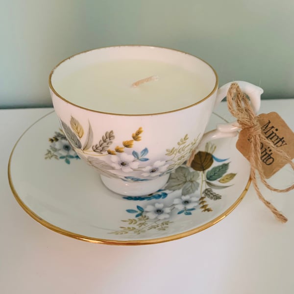 Seconds Sunday Minty Mojito Tea Cup Candle with Saucer