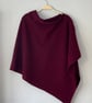 Poncho - merino lambswool Bordeaux red wine  - Image 4
