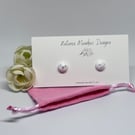 White and Silver Foil Circle Stud Earrings