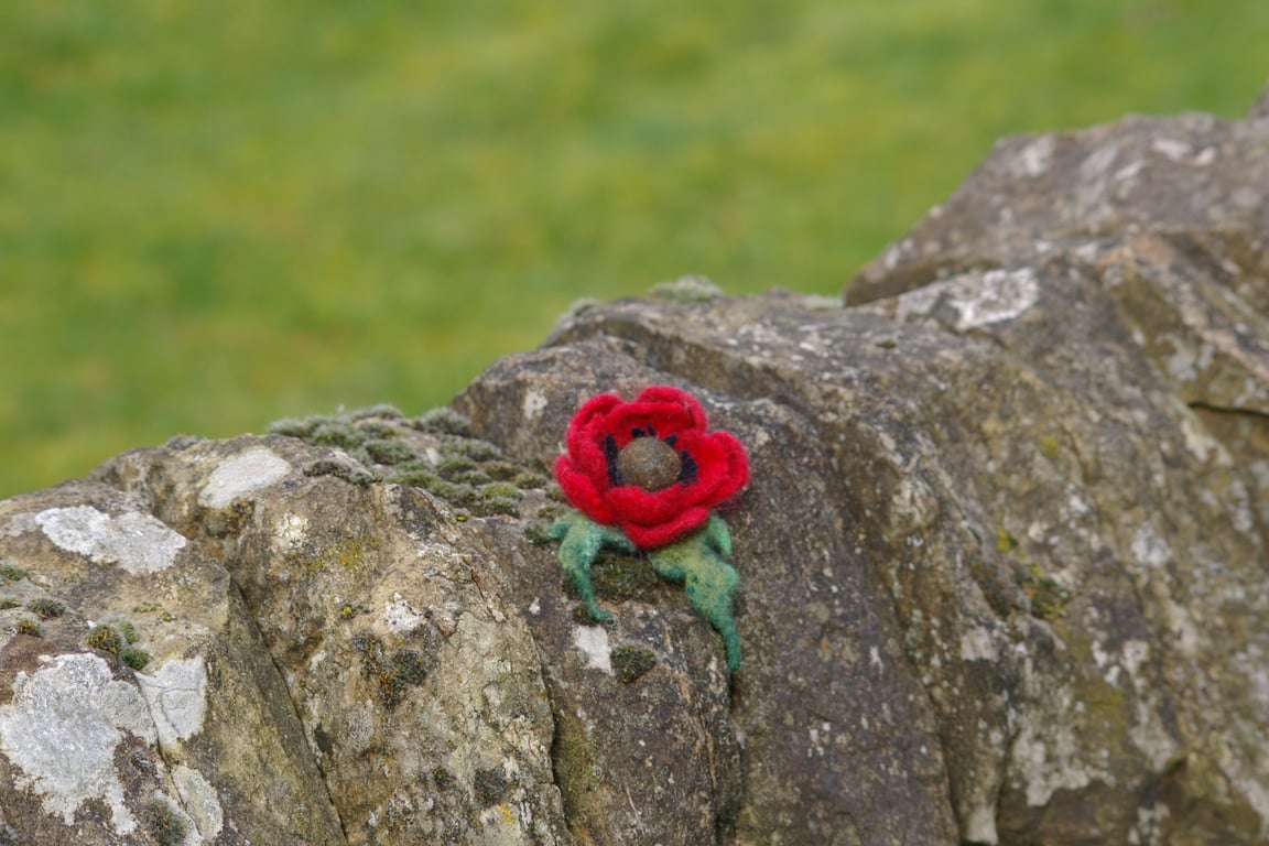 Red Poppy Felt Brooch