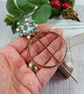 Copper Shawl Pin - Festive Wreath with Turquoise & Shell - Image 4