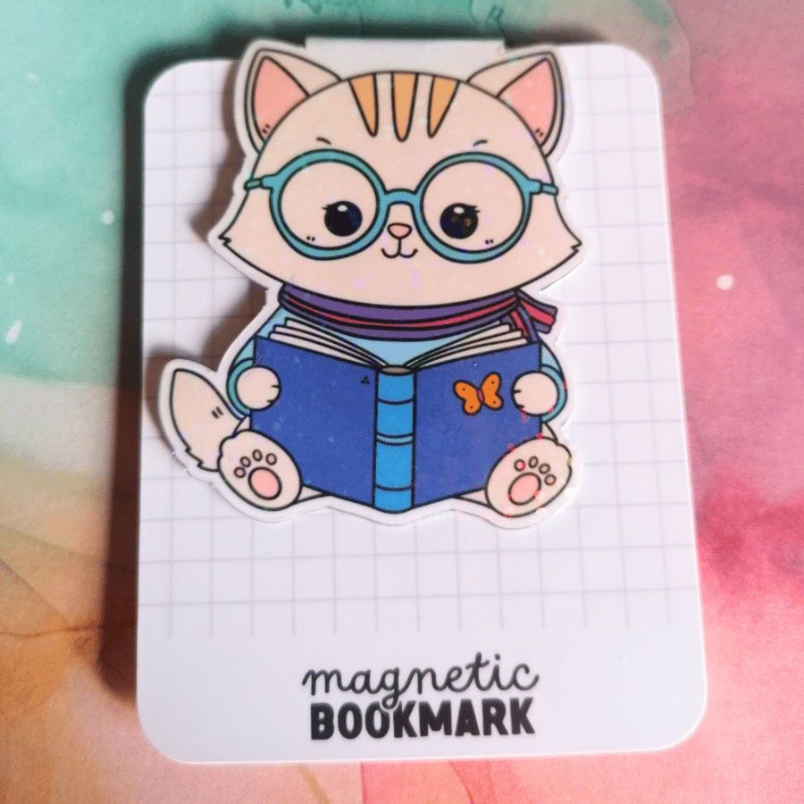 Reading Kitty Magnetic Bookmark 