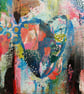 Abstract Heart Painting Square Dynamic Colourful Original Artwork 10x10" Canvas