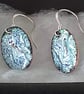 earrings - oval scrolled blue and red on white - Image 4