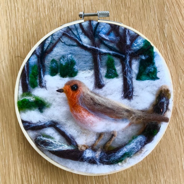 Robin needle felted picture 