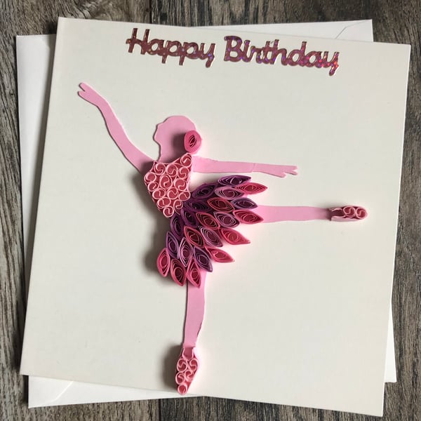 Handmade quilled ballerina card