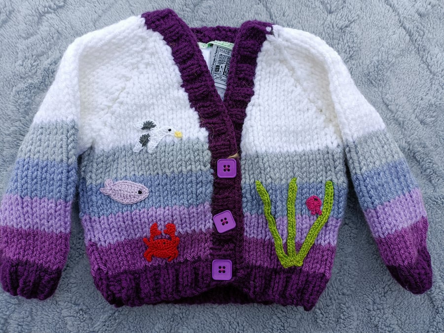 Hand Knitted chunky childrens cardigan 