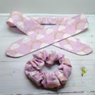 Rainbow Headband and Rainbow Cotton Scrunchie, 