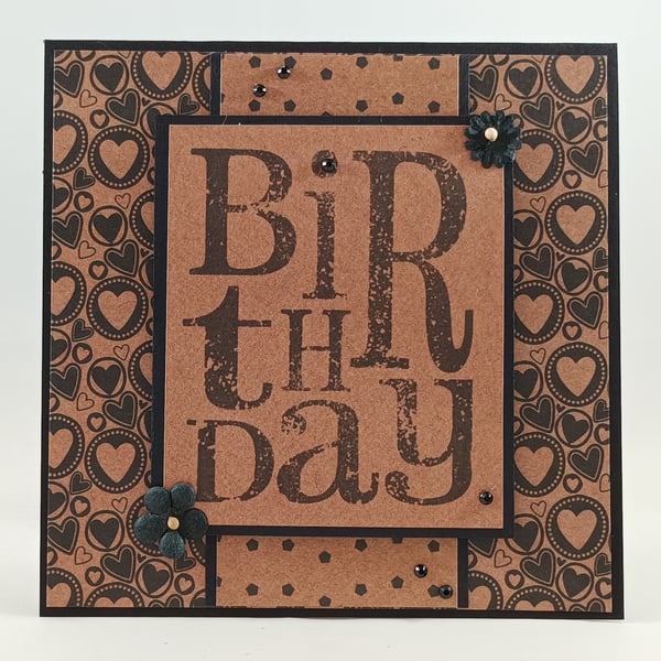 Handmade black and kraft birthday card