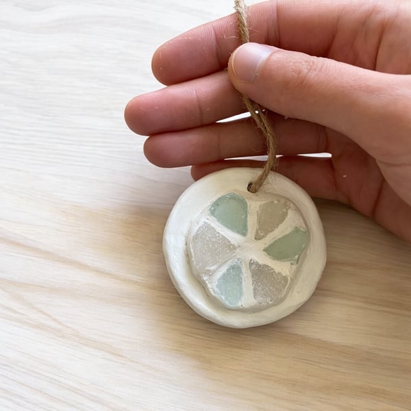 Handmade Sea Glass Christmas Tree Decoration Clay Ornament