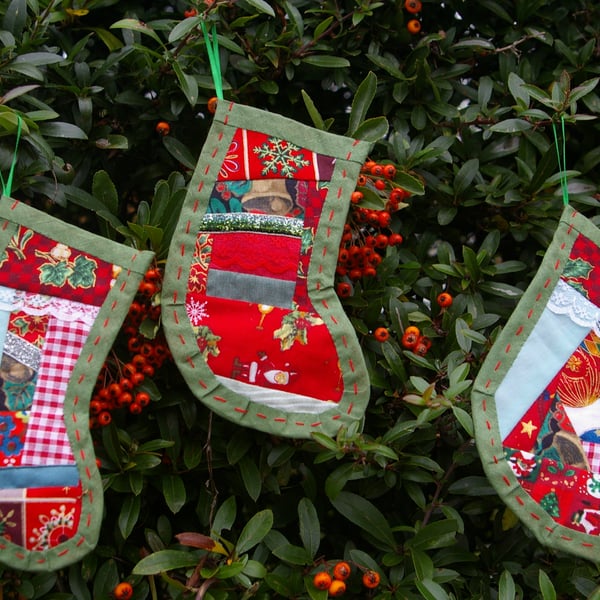 Christmas Stocking Decorations patchwork green.