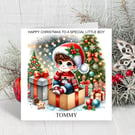 Personalised Little Boy Christmas Card.
