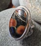 Sterling silver ring with peanut obsidian stone - Image 1