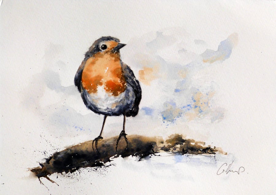 A Robin, Original Watercolour Painting.