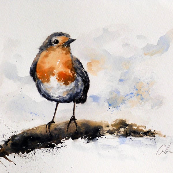 A Robin, Original Watercolour Painting.