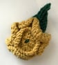 Hand knitted rose flower brooch pin - Yellow ochre - Image 1