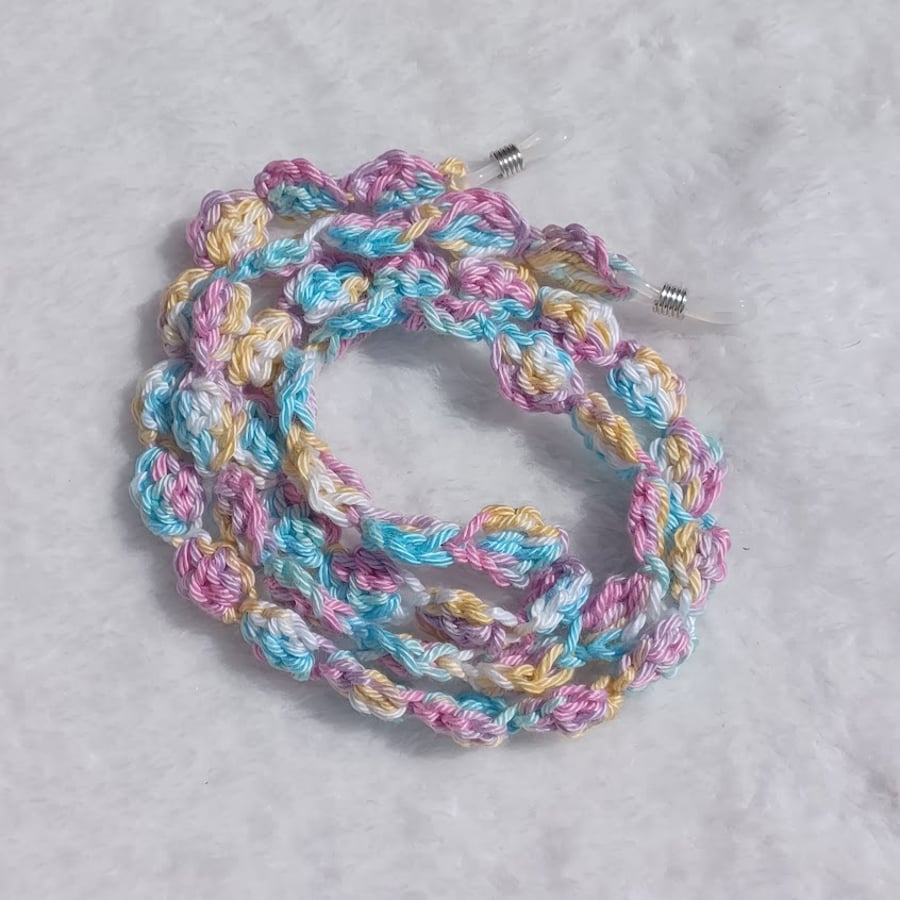Sunglasses chain, colourful cotton reading glasses chain, sunglass cord