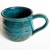 Dark Turquoise Patterned Glazed Mug - Hand Thrown Stoneware Ceramic Mug 