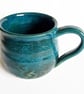 Dark Turquoise Patterned Glazed Mug - Hand Thrown Stoneware Ceramic Mug  - Image 1
