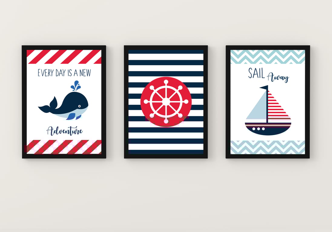 Nautical nursery prints, Nautical wall decor, Nautical wall prints