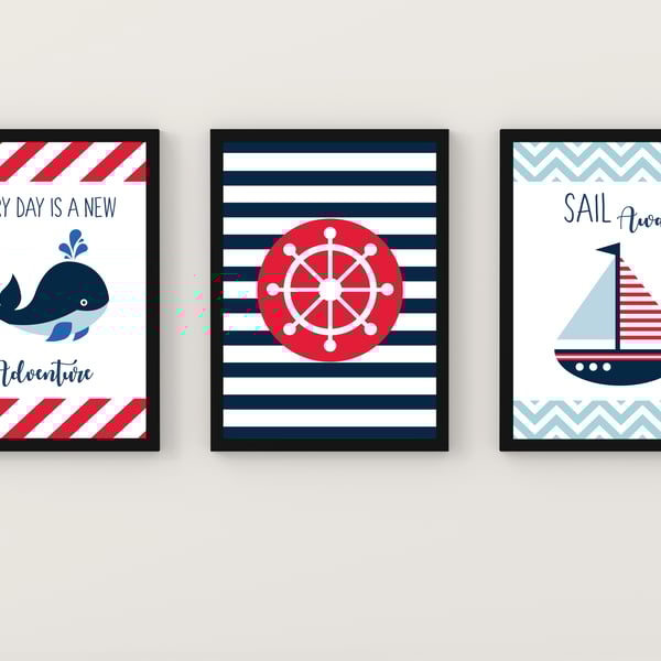 Nautical nursery prints, Nautical wall decor, Nautical wall prints