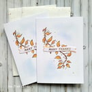 Leaves Thank You Cards - Set of 2 cards - original art, copper tones, blank 