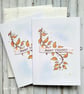 Leaves Thank You Cards - Set of 2 cards - original art, copper tones, blank 