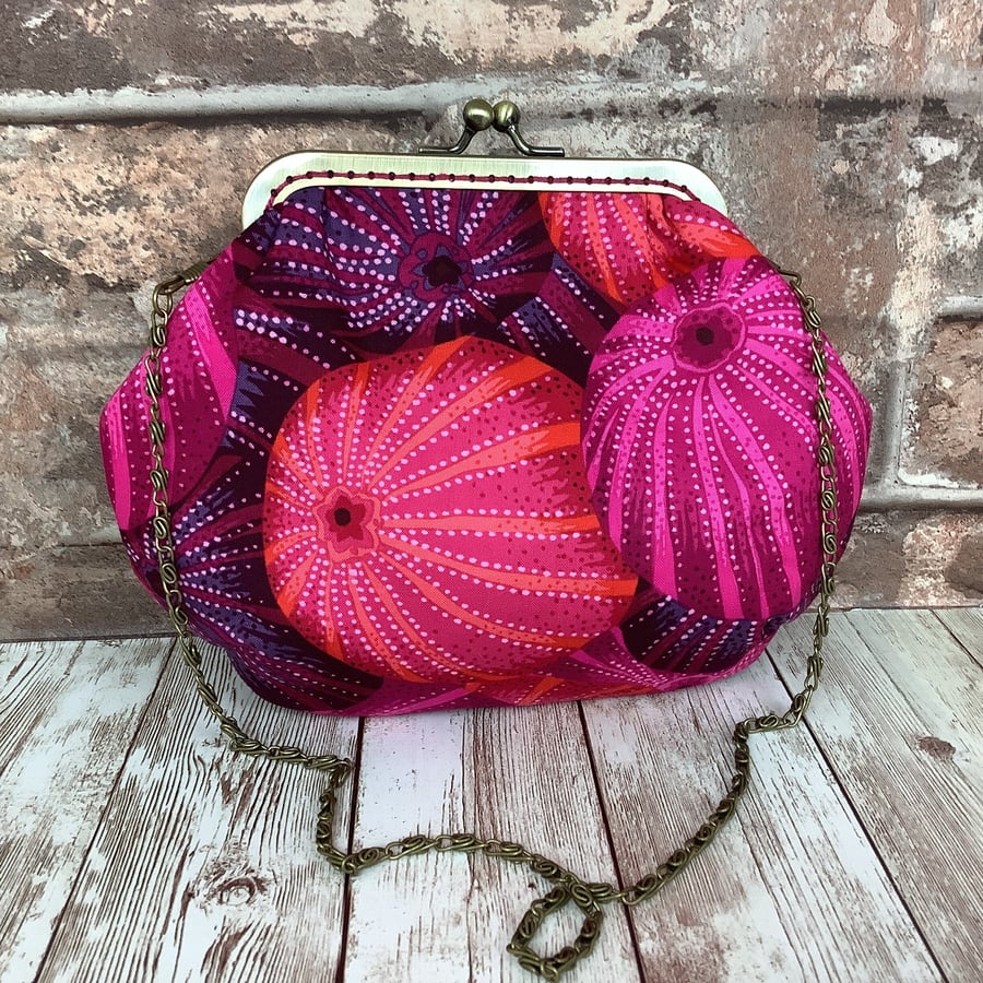 Sea Urchins small fabric frame clutch makeup bag handbag purse 