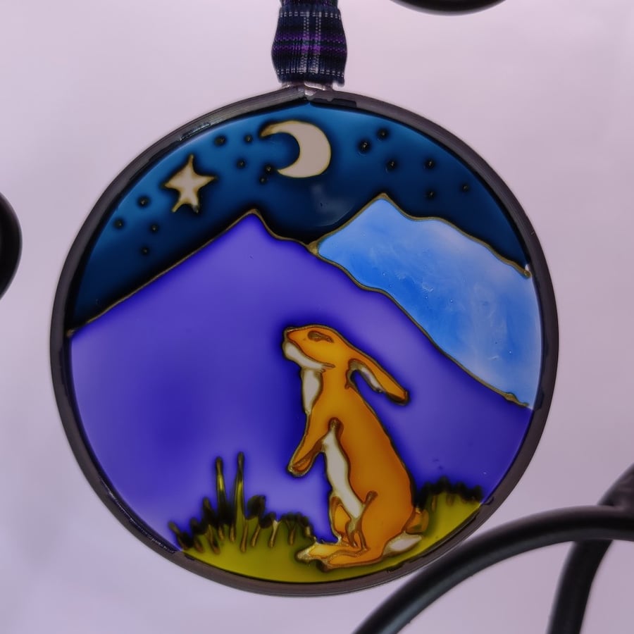 Handmade glass painted window hanging or Christmas tree bauble