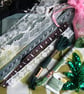Upcycled slow stitching kit includes fabric, buttons, thread, lace, ribbon - Image 1